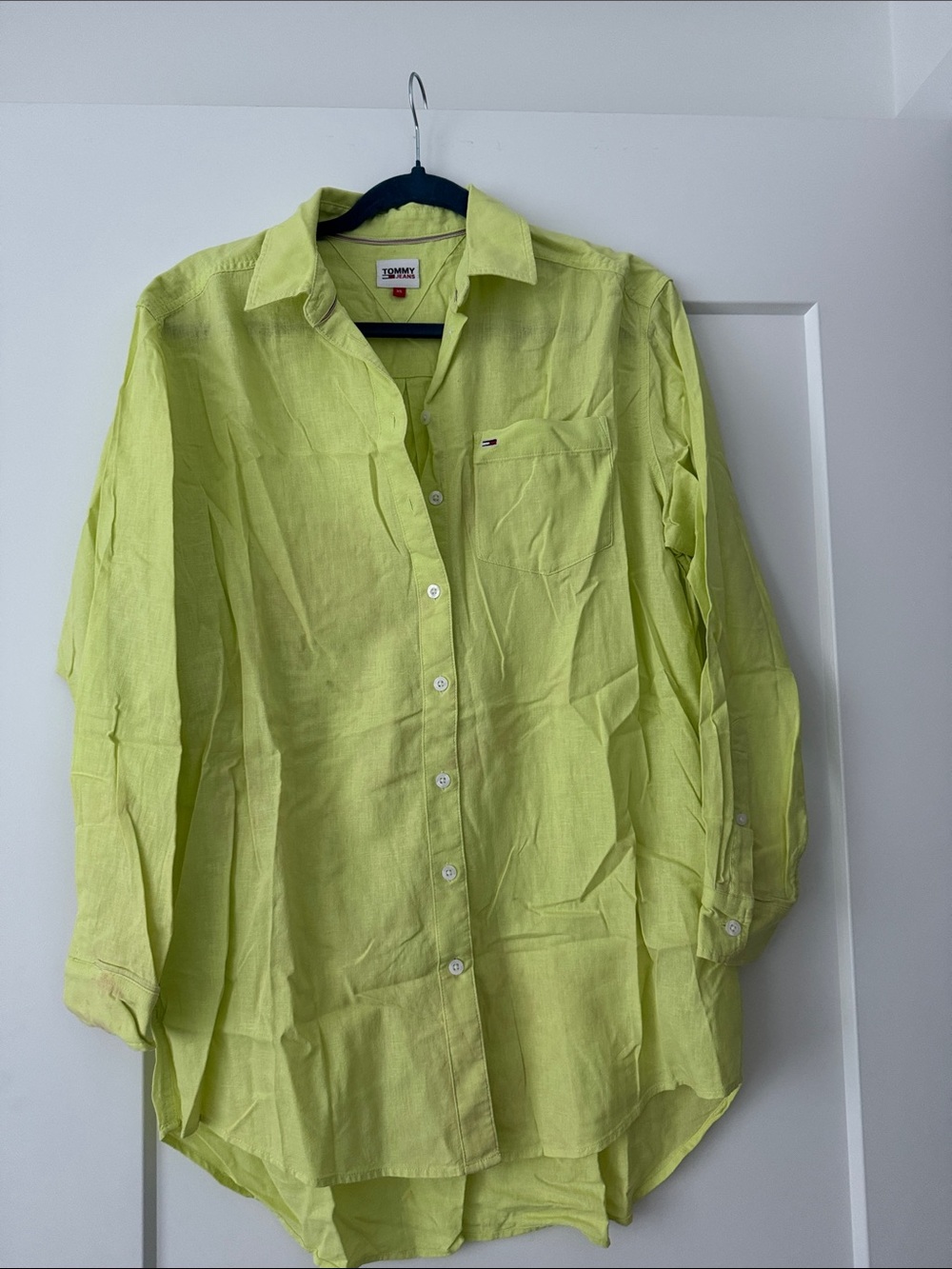 Tommy Hilfiger Neon Lime Green Long-Sleeve Button Shirt
